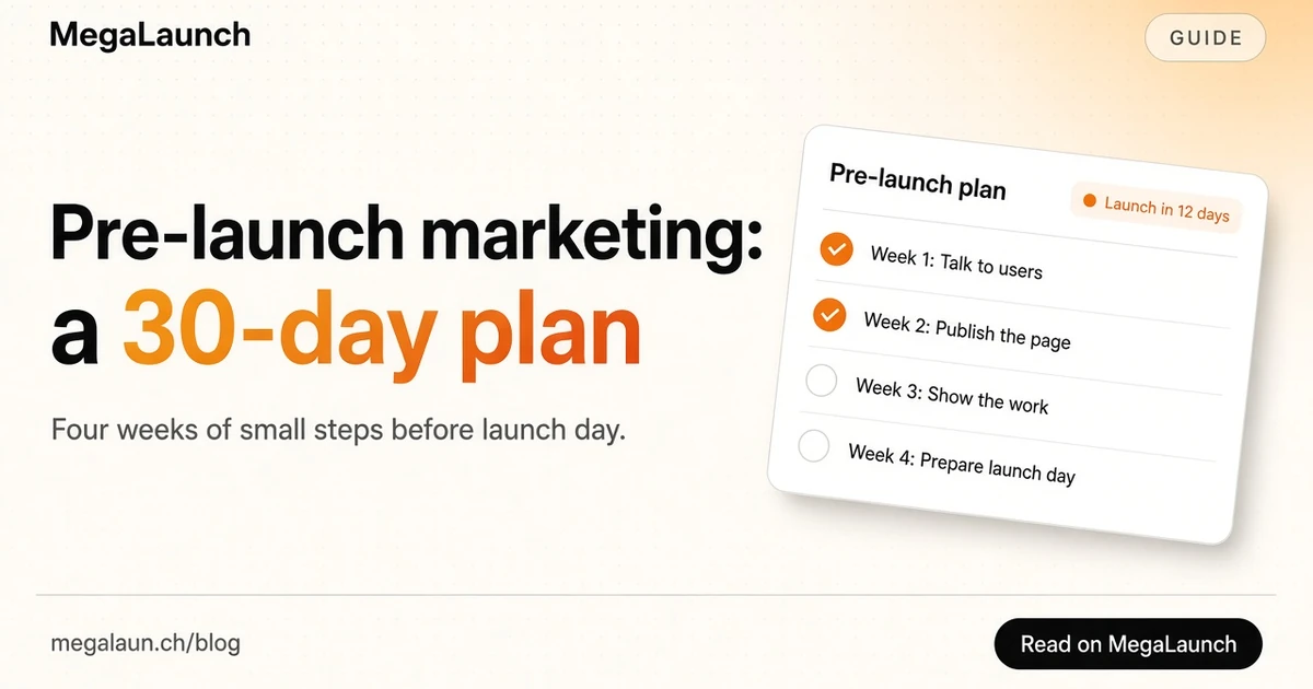 Blog cover showing a 30-day pre-launch calendar with four weekly milestones