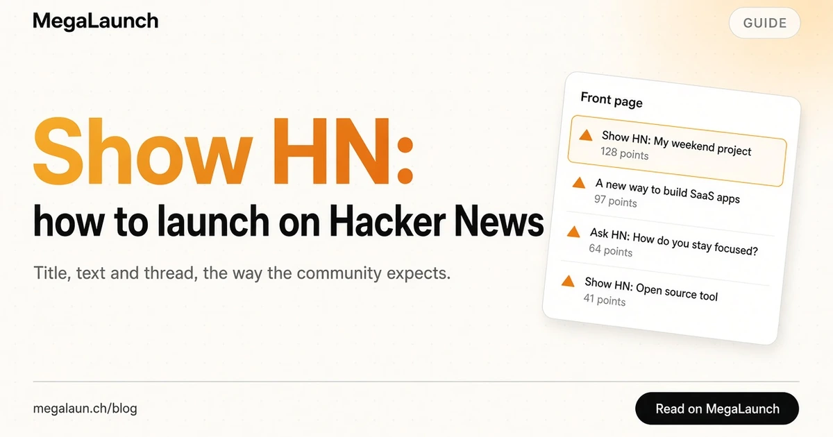 Blog cover: Show HN: how to launch on Hacker News